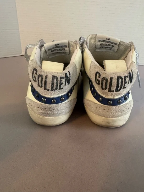 Golden Goose Mid Star Low-Top Sneakers in Grey, Silver & Pink Glitter - Picture 9 of 15